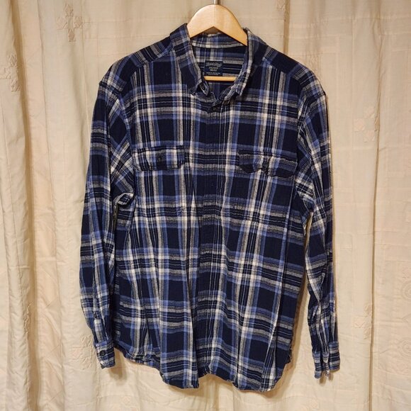 🌲 Faded Glory Blue Plaid Flannel Button Shirt 2XL 🌲 - Picture 4 of 5